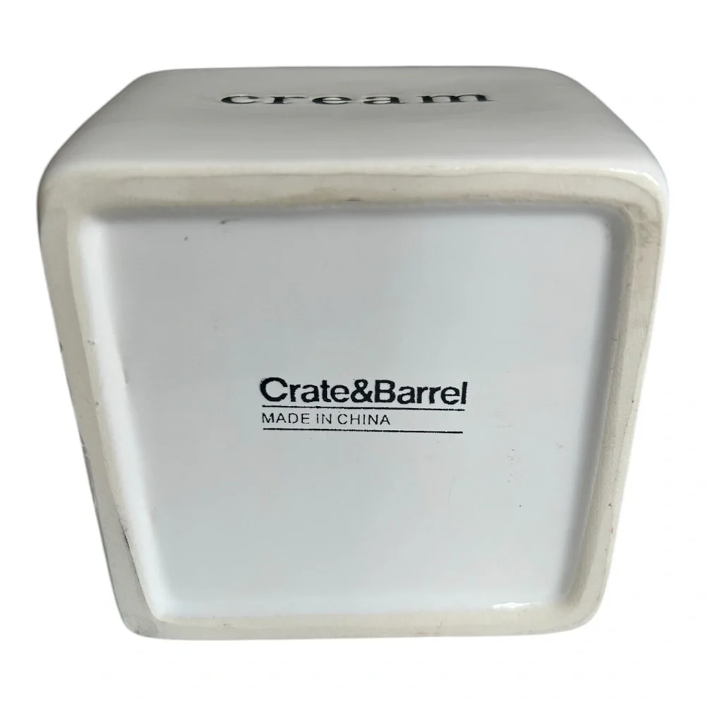 Crate & Barrel White Ceramic Milk Carton Style Creamer Container